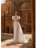 Strapless Ivory Lace Dotted Tulle Wedding Dress With Jacket
